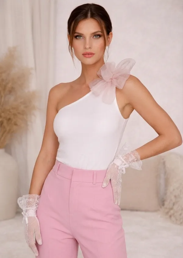 White_One_shoulder_butterfly_top_with_gloves