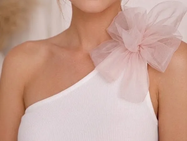 White_One_shoulder_butterfly_top_with_gloves