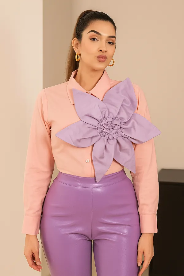 Trendy_Pink_Lavender_Flower_Embossed_Casual_Shirt_for_Women