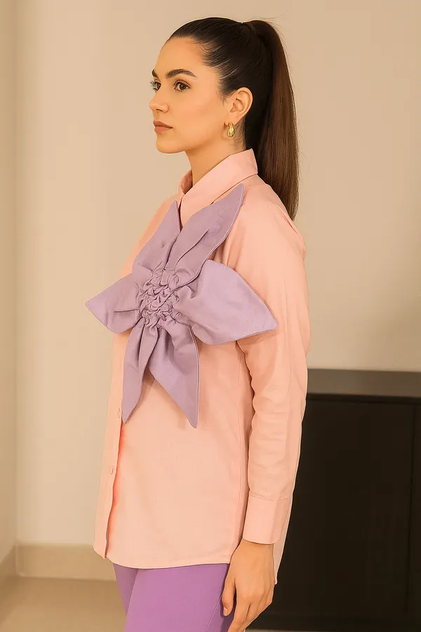 Trendy_Pink_Lavender_Flower_Embossed_Casual_Shirt_for_Women