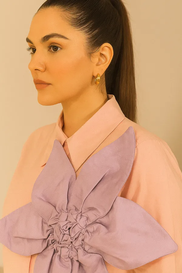 Trendy_Pink_Lavender_Flower_Embossed_Casual_Shirt_for_Women