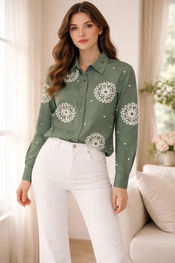 Sage_green_embroidered_shirt_with_embossed_triangle_and_pearl