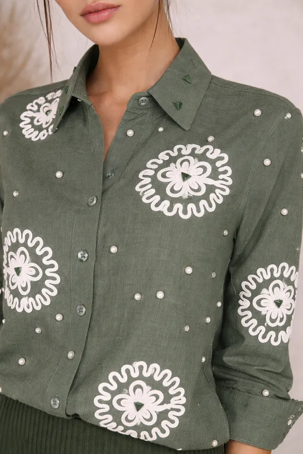 Sage_green_embroidered_shirt_with_embossed_triangle_and_pearl
