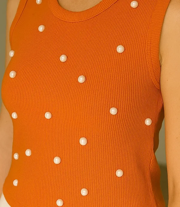 Trendy_Orange_Pearl_Embellished_Sleeveless_Tank_Top_for_Women