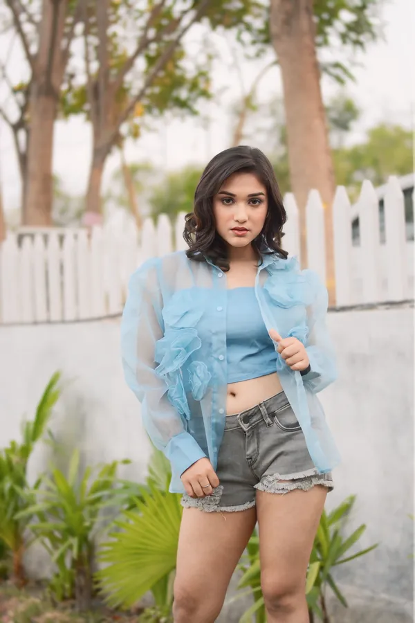 Ice_Blue_Button_Up_Shirt_With_Free_Inner_For_Women