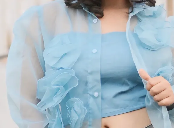 Ice_Blue_Button_Up_Shirt_With_Free_Inner_For_Women