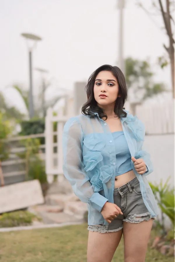 Ice_Blue_Button_Up_Shirt_With_Free_Inner_For_Women