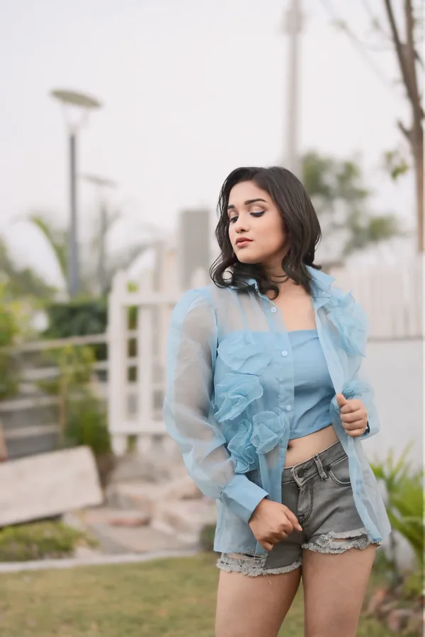 Ice_Blue_Button_Up_Shirt_With_Free_Inner_For_Women