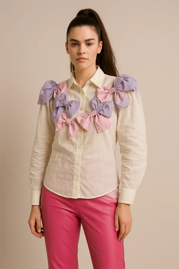 Trendy_White_Bow_Detail_Embossed_Shirt_for_Women