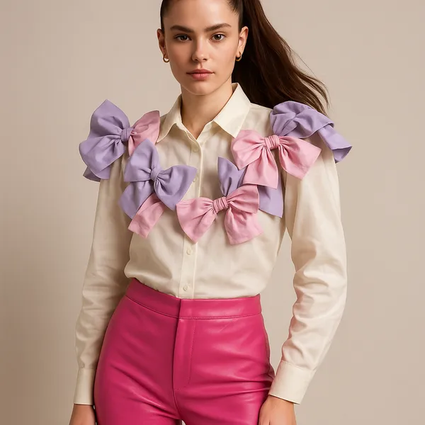 Trendy_White_Bow_Detail_Embossed_Shirt_for_Women
