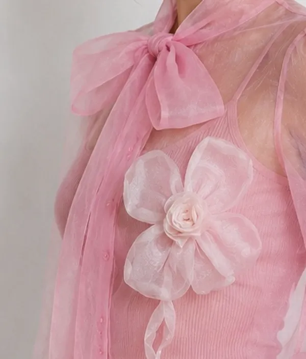 pearl_Pink_Organza_Shirt_Button_Up_Top_With_Inner_