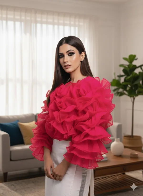 Trendy_Hot_Pink_Ruffle_Edge_Crop_Top_?_Statement_Piece_for_Women