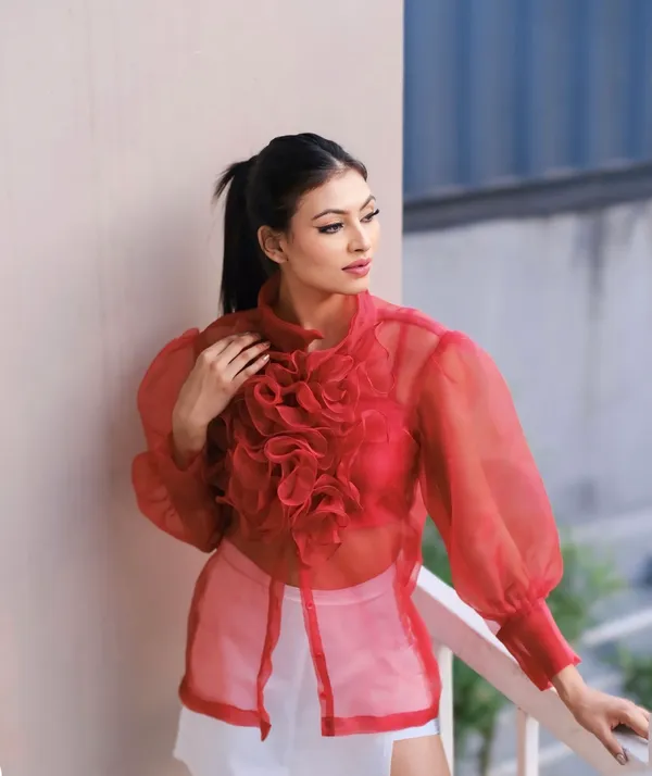 Cherry_Red_Buttonup_Shirt_With_Free_Inner_For_Women