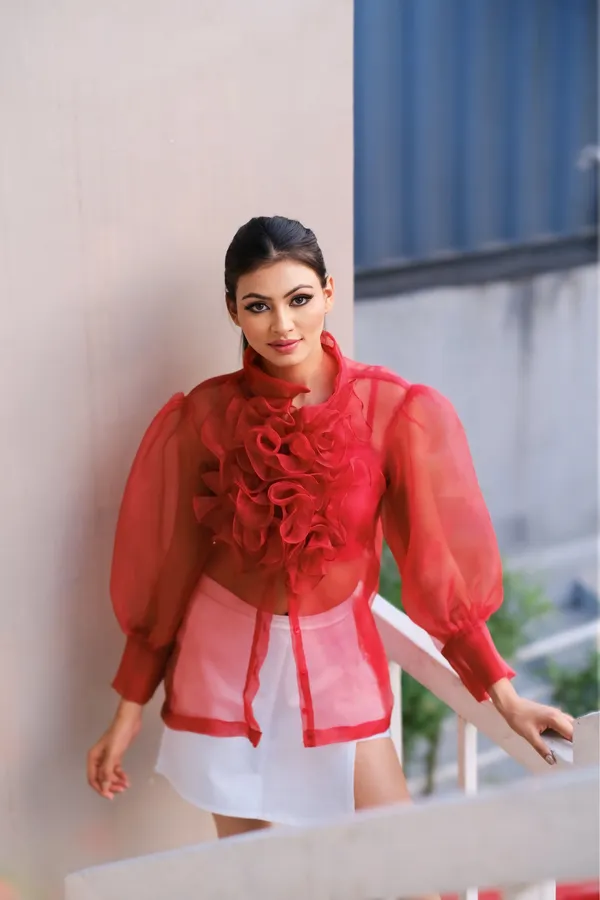 Cherry_Red_Buttonup_Shirt_With_Free_Inner_For_Women