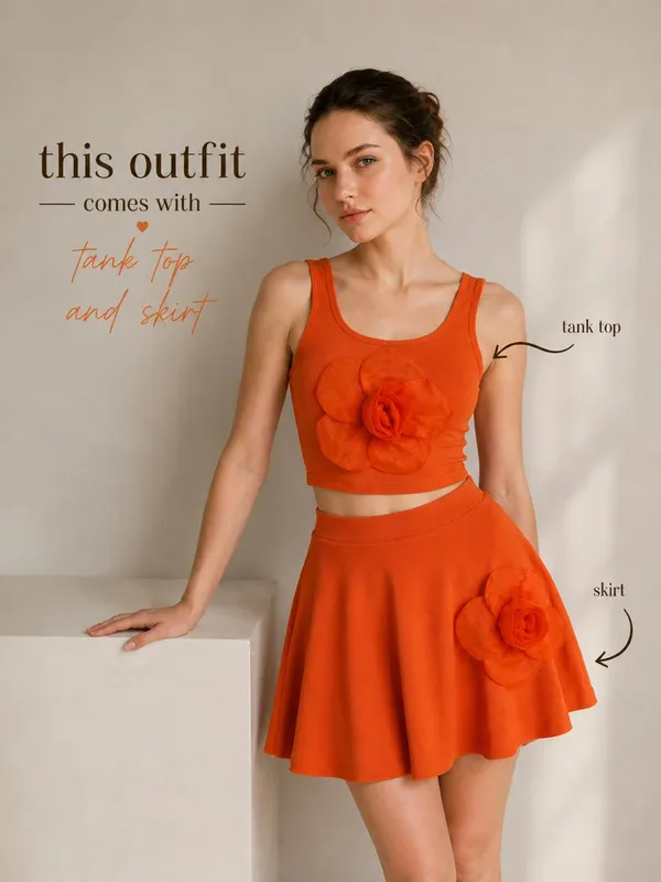 Orange_flower_embossed_co-ords