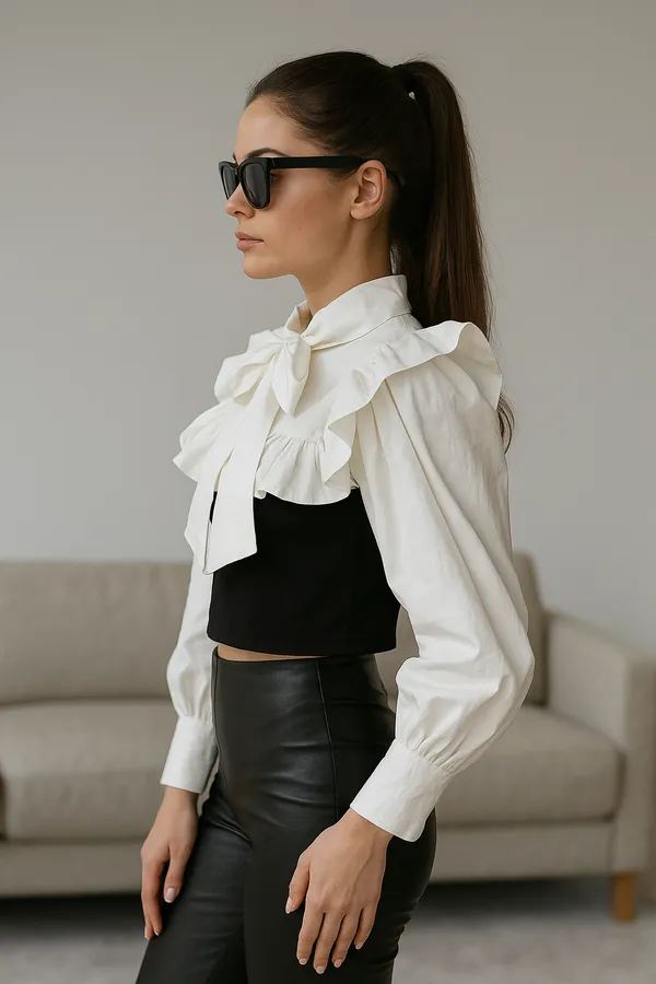 Black_And_White_Combined_Knitted_Crop_Top_For_Women