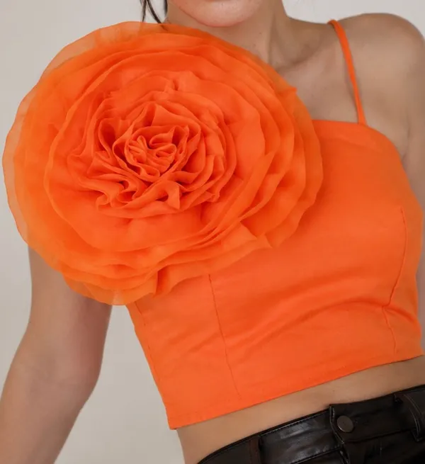 Trendy_Orange_One_Shoulder_Floral_Design_Top_for_Women