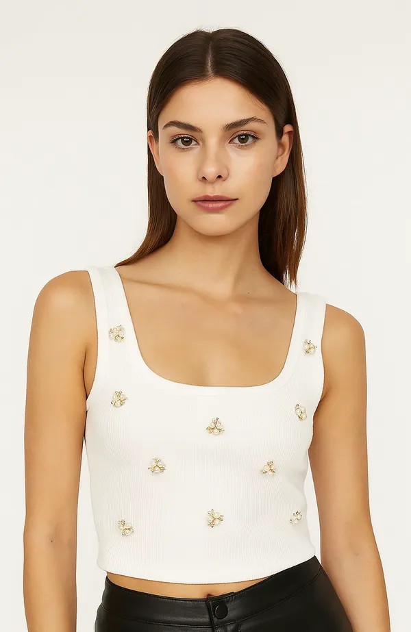 Trendy_Soft_and_Breathable_Fabric_White_Tank_Top_with_Embossed_Detail_For_Women