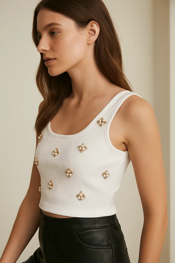 Trendy_Soft_and_Breathable_Fabric_White_Tank_Top_with_Embossed_Detail_For_Women