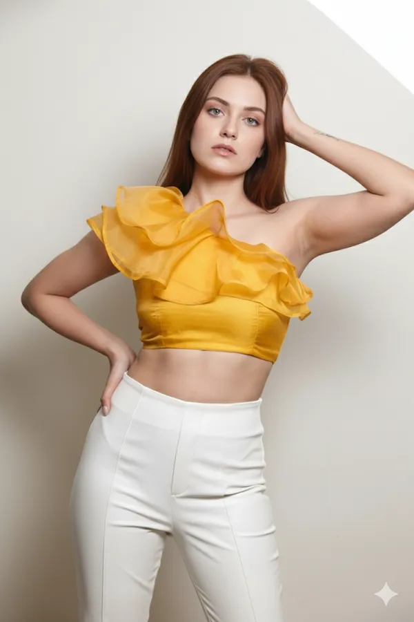 Mustard_Yellow_One_Shoulder_Ruffle_Crop_Top_For_Women