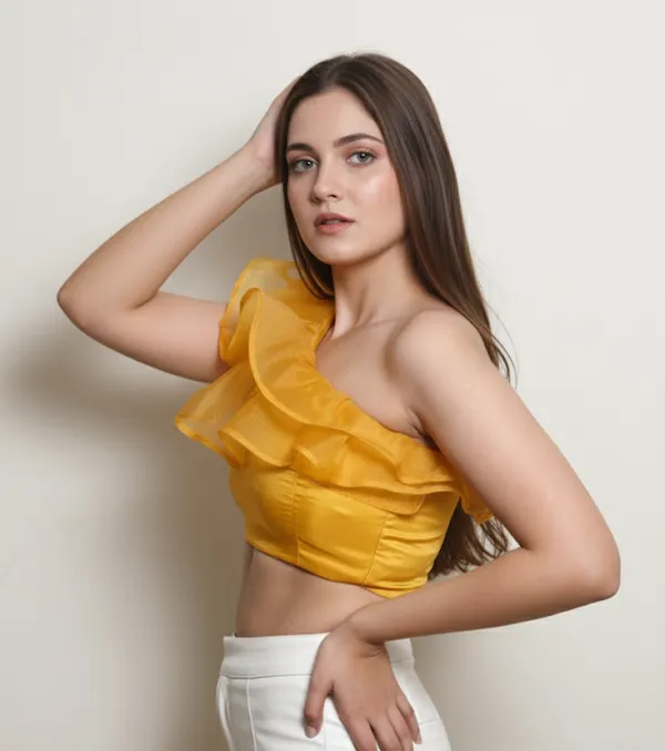 Mustard_Yellow_One_Shoulder_Ruffle_Crop_Top_For_Women