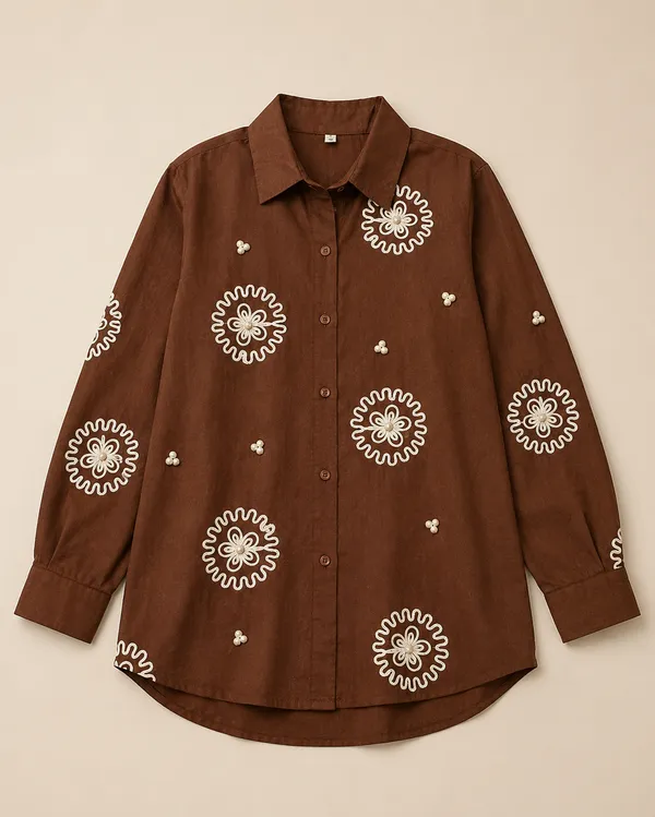 brown_shirt_embroidered__with_pearl_detailing_