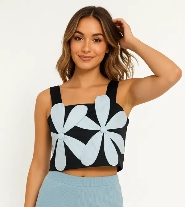 Dark_And_Light_Blue_Embossed_Crop_Top_For_Women