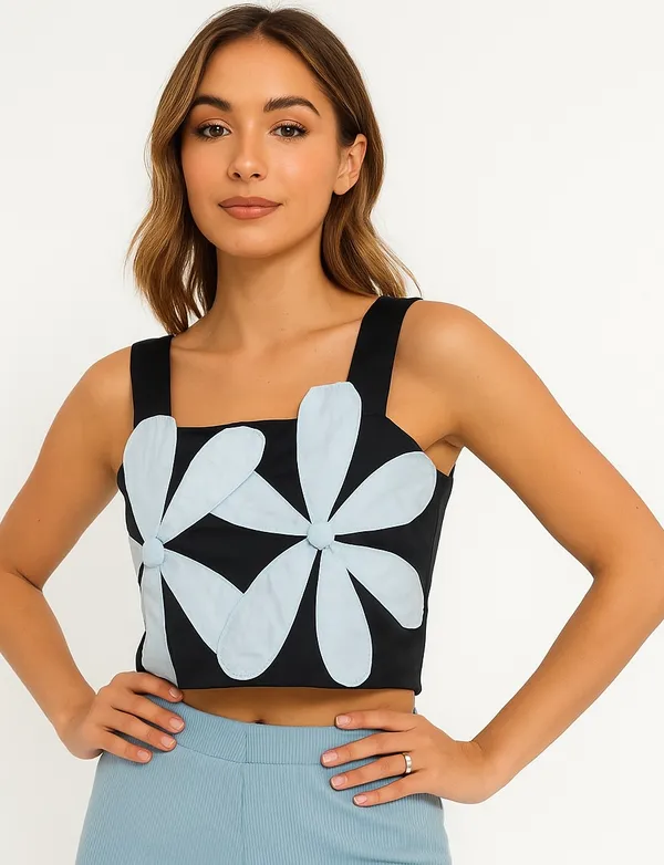 Dark_And_Light_Blue_Embossed_Crop_Top_For_Women