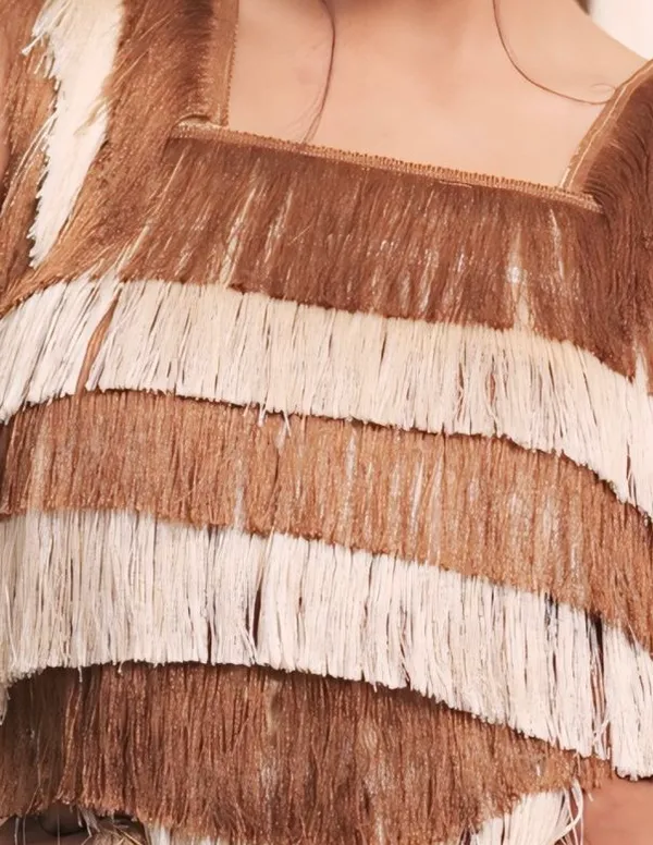 Brown_And_Beign_Layered_Fringes_Crop_Top_For_Women