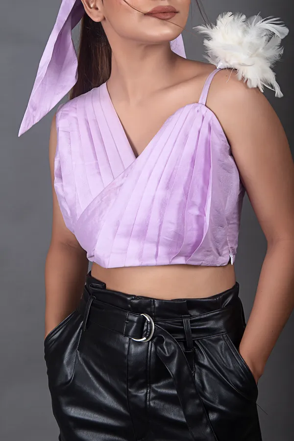Lavender_Feather_Draped_Crop_Top_For_Women