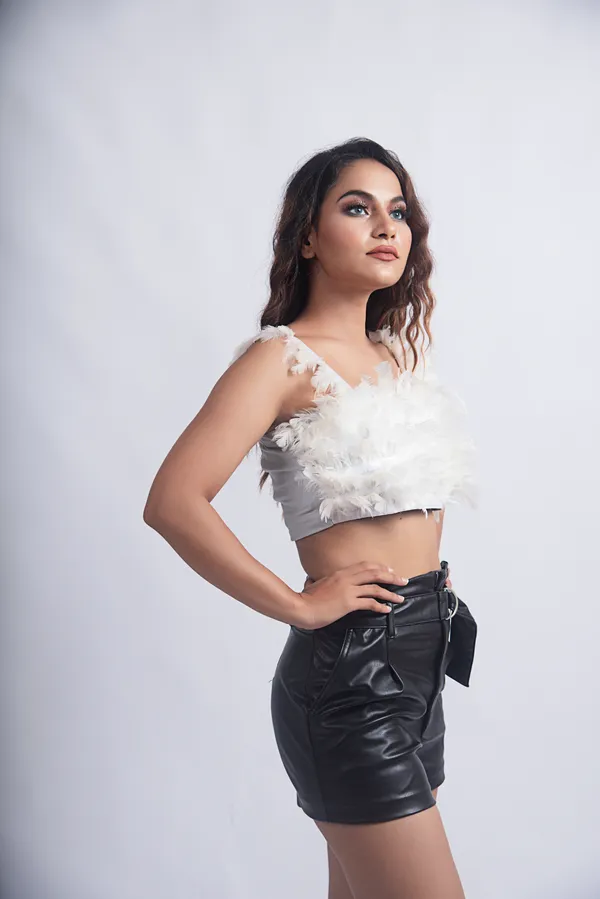 Ice_Blue_Ostrich_Fearher_Crop_Top_For_Women
