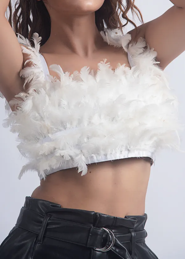 Ice_Blue_Ostrich_Fearher_Crop_Top_For_Women