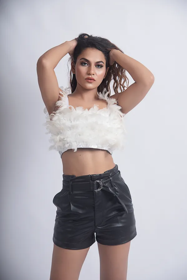 Ice_Blue_Ostrich_Fearher_Crop_Top_For_Women