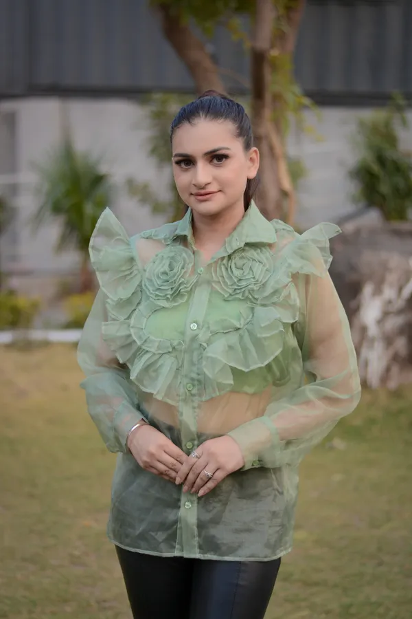 Mint_Green_Embossed_Flower_Shirt_With_Inner_For_Women