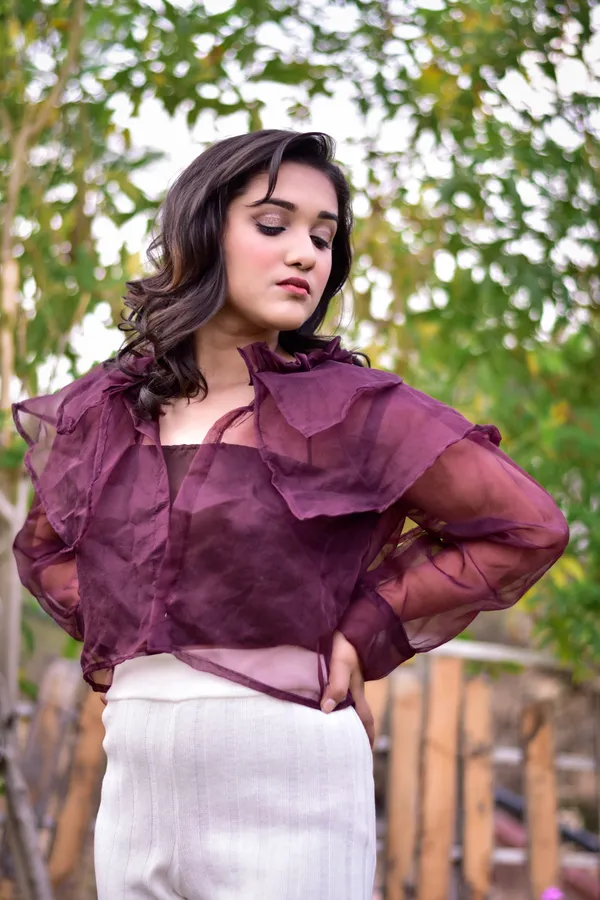 Wine_Ruffle_Crop_Shirt_With_Free_Inner_For_Women