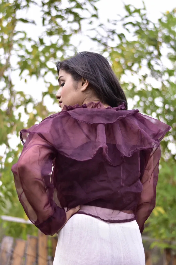 Wine_Ruffle_Crop_Shirt_With_Free_Inner_For_Women
