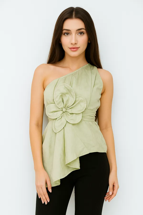 Tops Asymmetry One-shoulder Ruffle トップス