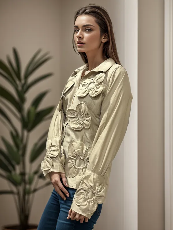 Nude_Embossed_All_Over_Flower_Shirt_Top_For_Women
