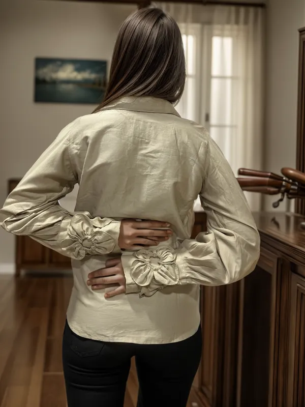 Nude_Embossed_All_Over_Flower_Shirt_Top_For_Women
