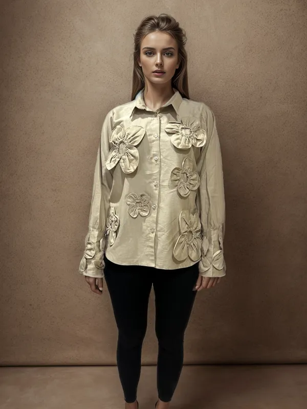 Nude_Embossed_All_Over_Flower_Shirt_Top_For_Women