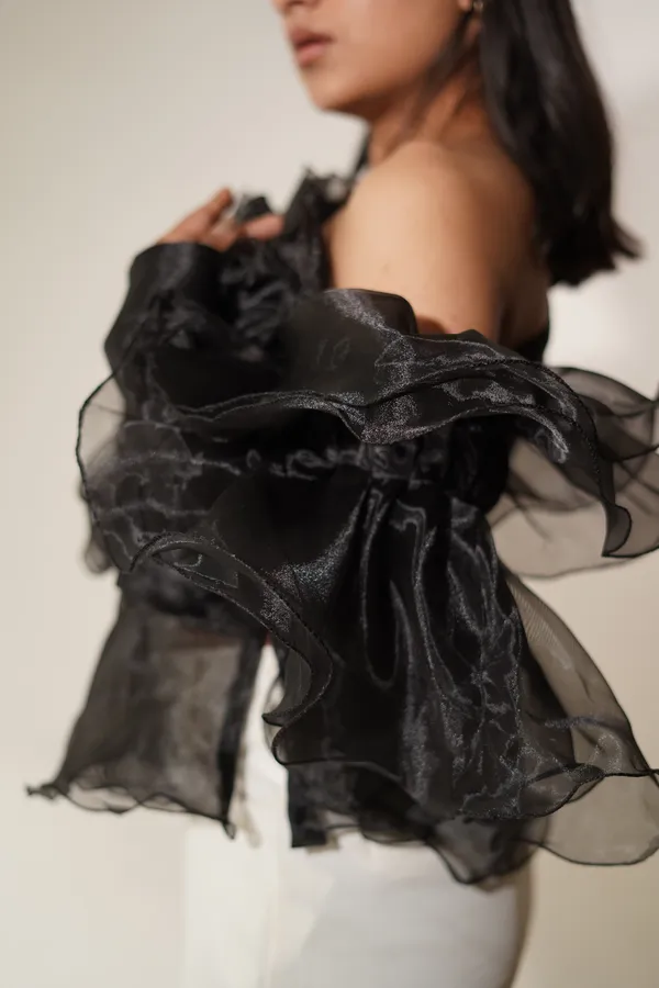 Black_One_Shoulder_Full_Ruffle_Crop_Top_For_Women