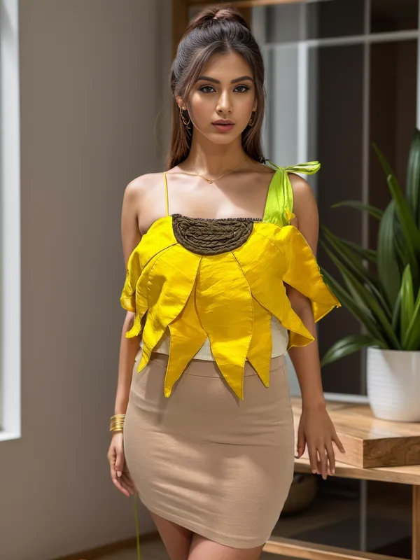 One_Shoulder_Sun_Flower_Crop_Top_For_Women