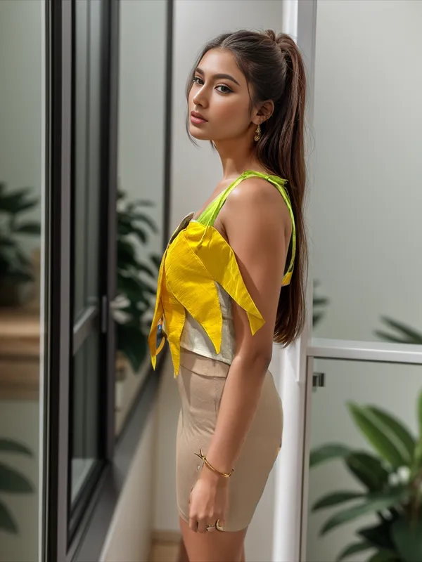 One_Shoulder_Sun_Flower_Crop_Top_For_Women