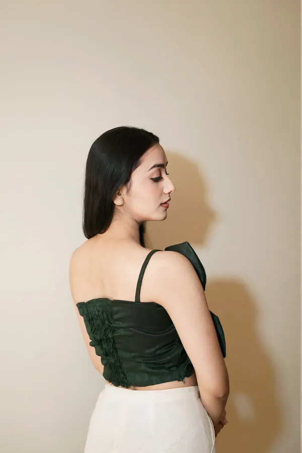 Dark_Green_Embossed_Flower_Tube_Top_For_Women