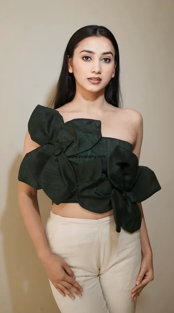 Dark_Green_Embossed_Flower_Tube_Top_For_Women