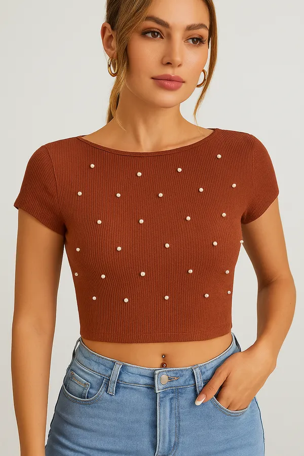 Brown_ribbed_pearl_crop_top