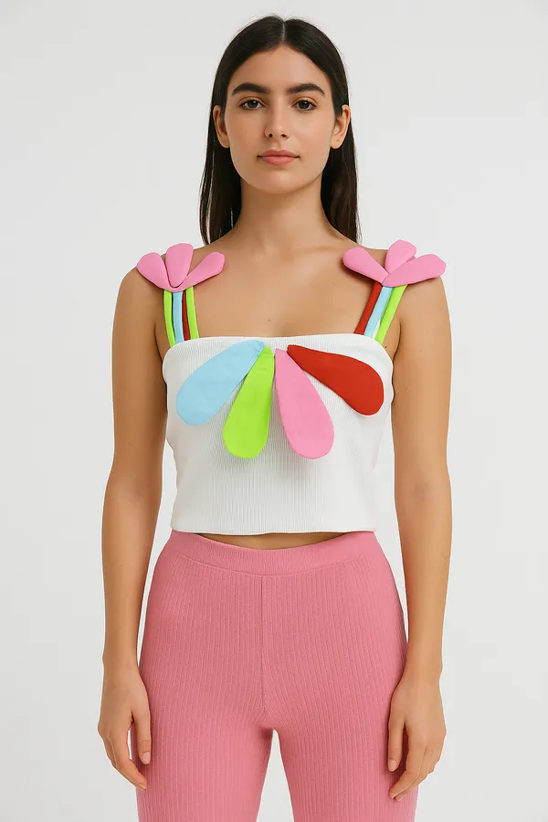 Half_Colourfull_flower_embossed_tank_top