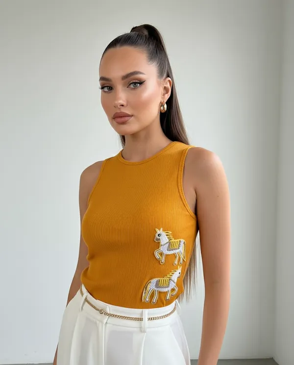 Mustard_yellow_horse_embellished_tank_top