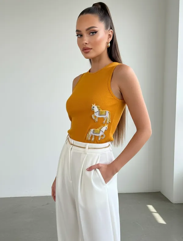 Mustard_yellow_horse_embellished_tank_top