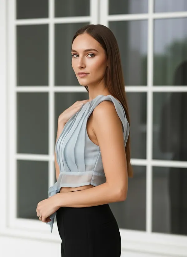 Trendy_Soft_and_Breathable_Fabric_Cloud_Grey_Lotus_Flower_Crop_Top_For_Women